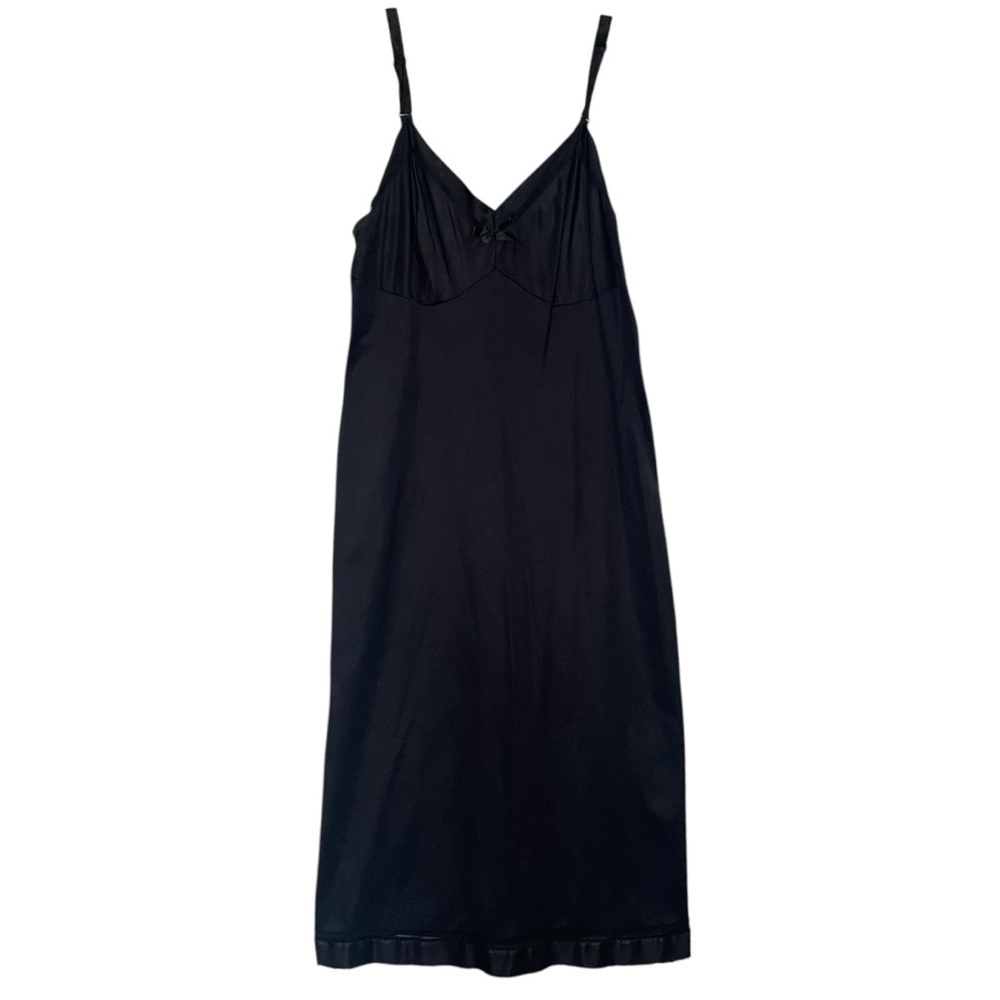 Komar Vintage Elegant Black Satin Nightgown Slip Dress Size‎ XS